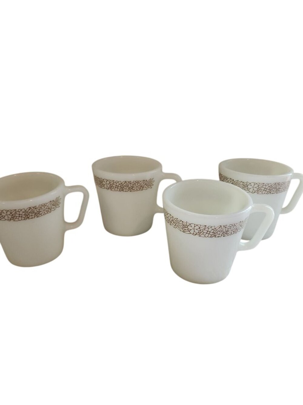 Vintage Pyrex Woodland Brown Milk Glass Coffee / Tea Mug 6OZ Set of 4